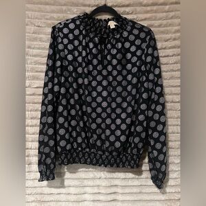 Michael Kors Black Polka Dot Long-Sleeve Blouse